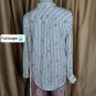 a.n.d ea w y White Striped Floral Upper Pocket Button Down Top Size XL