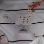 a.n.d ea w y White Striped Floral Upper Pocket Button Down Top Size XL