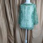 Joe Fresh Green & Yellow Print Button Neck Sheer Top Size M