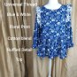 Universal Threads Blue And White Floral Print Ruffled Detail Top Size M