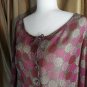 Sigrid Olsen Berry Pink & Brown Printed Blouse & Skirt Size 10