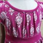Tea Collection Pink & White Print 100% Cotton Ruffled Hem Top Size 12-24 Mos.