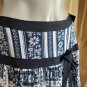Cinq A Sept 100% Silk Navy Blue & White Floral Print Detail Side Splits Side Zip