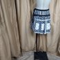 Cinq A Sept 100% Silk Navy Blue & White Floral Print Detail Side Splits Side Zip