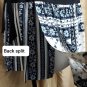Cinq A Sept 100% Silk Navy Blue & White Floral Print Detail Side Splits Side Zip
