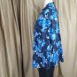 Roman's Navyblue Cotton Blend Floral Print Button Down Top Size 32W