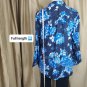 Roman's Navyblue Cotton Blend Floral Print Button Down Top Size 32W