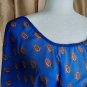 Jessica Simpson Royal Blue Print Sheer Drape Top Size XS