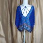 Jessica Simpson Royal Blue Print Sheer Drape Top Size XS