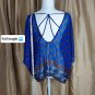 Jessica Simpson Royal Blue Print Sheer Drape Top Size XS