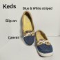 Keds Blue And White Striped Canvas Slip On Size 10