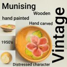 Vintage 1950's Wooden Hand Carved & Painted Decorative Bowl