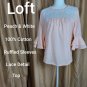 Loft Outlet Peach And White Lace Detail Ruffled Sleeves Top Size M