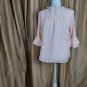 Loft Outlet Peach And White Lace Detail Ruffled Sleeves Top Size M