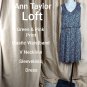 Ann Taylor LOFT Green Pink Floral Print Double V neckline Elastic Waist Dress...