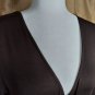 Rafaella Brown V Neckline Long Sleeve Wrap Dress Size S