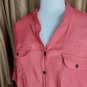 Elementz Orange V Neckline Adjustable Sleeves Button Down Top Size PL
