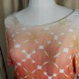 New Directions Peach & Blue Printed Side Scrunched Detail Top Size 3X