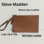 Steve Madden Brown Faux Leather Slim Wristlet