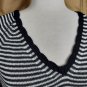 Loft Black & White Striped Scallop V Neckline Sweater Size M