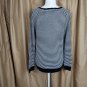 Loft Black & White Striped Scallop V Neckline Sweater Size M