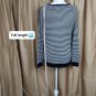 Loft Black & White Striped Scallop V Neckline Sweater Size M