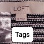 Loft Black & White Striped Scallop V Neckline Sweater Size M