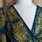 H&M Green & Blue Print V Neckline Tunic Top Size 6