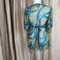 H&M Green & Blue Print V Neckline Tunic Top Size 6