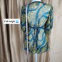 H&M Green & Blue Print V Neckline Tunic Top Size 6