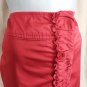 Talbots Red Ruffed Hidden Front Button down cotton Spandex Blend Skirt Size 6