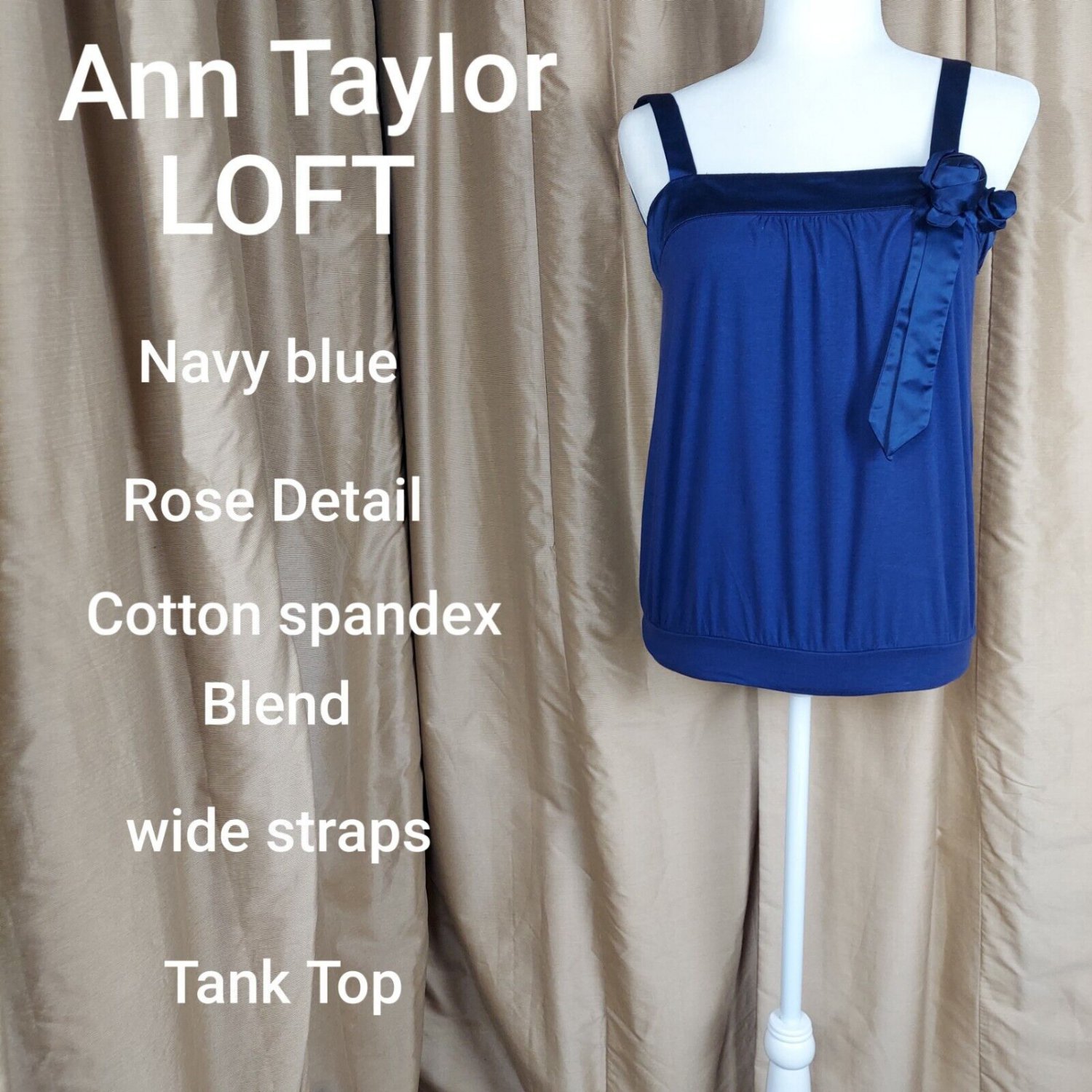 Ann Taylor LOFT blue rose detail tank top size XS