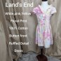 Lands End Kids Girls 100% Cotton Floral Print Detail Dress Size 7
