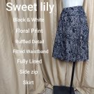 Sweet Lilly black and white ruffled detail skirt size 12