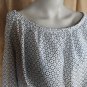 Soprano White & Black Print With Blue Details Long Sleeves Romper Size L