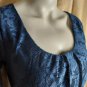Venus Navy Blue Lace Detail Neckline Long Sleeves Dress Size XS
