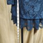 Venus Navy Blue Lace Detail Neckline Long Sleeves Dress Size XS