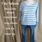 T By Talbots Blue & Gray Striped Cotton Blend Side Tie Top Size XL