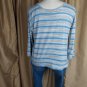 T By Talbots Blue & Gray Striped Cotton Blend Side Tie Top Size XL