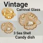 Vintage Marigold Carnival Glass Clover Leaf Candy Dish Set Of 2