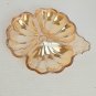 Vintage Marigold Carnival Glass Clover Leaf Candy Dish Set Of 2