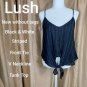 Lush Black Striped V Neckline Tie Front Tank Top Size M