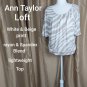 Ann Taylor LOFT White & Beige Print Lightweight Top Size S