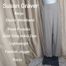 Susan Graver Beige Pockets Zip Hem Fashion Joggers pants Size XL