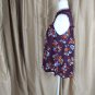 Arizona Jean Co Purple Plum Floral Print Sheer Neck Detail Top Size S