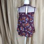 Arizona Jean Co Purple Plum Floral Print Sheer Neck Detail Top Size S