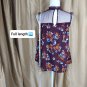 Arizona Jean Co Purple Plum Floral Print Sheer Neck Detail Top Size S