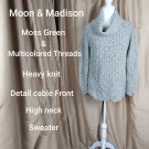 Moon & Madison Moss Green  Multi Color Threads Detail Knit Sweater SiZE M