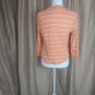 Nautica Orange/ White Striped Ribbed Button Neckline Top Size L