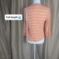 Nautica Orange/ White Striped Ribbed Button Neckline Top Size L